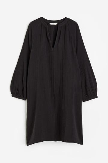 H & M - Double-weave Tunic Dress - Black