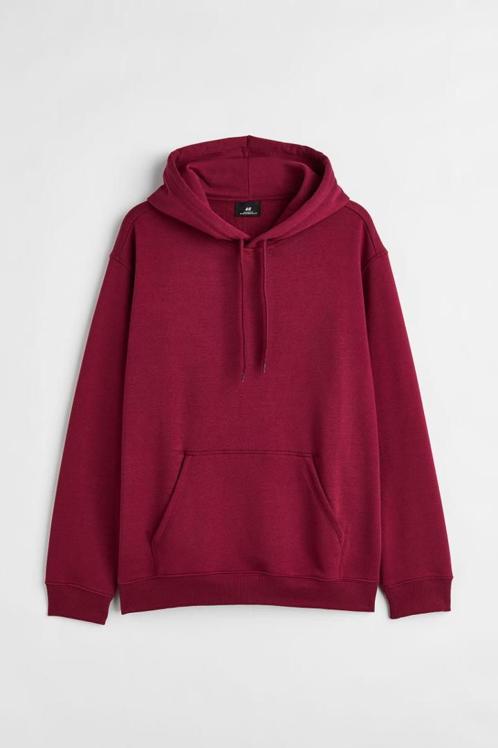 H & M - Relaxed Fit Hoodie - Red