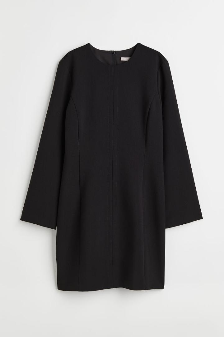 H & M - Long-sleeved Short Dress - Black