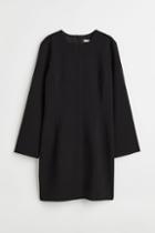 H & M - Long-sleeved Short Dress - Black
