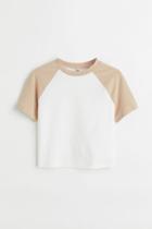 H & M - Crop T-shirt - Beige