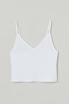 H & M - Short Jersey Camisole Top - White