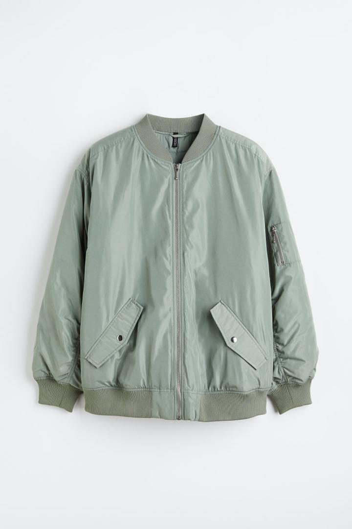 H & M - H & M+ Oversized Bomber Jacket - Green