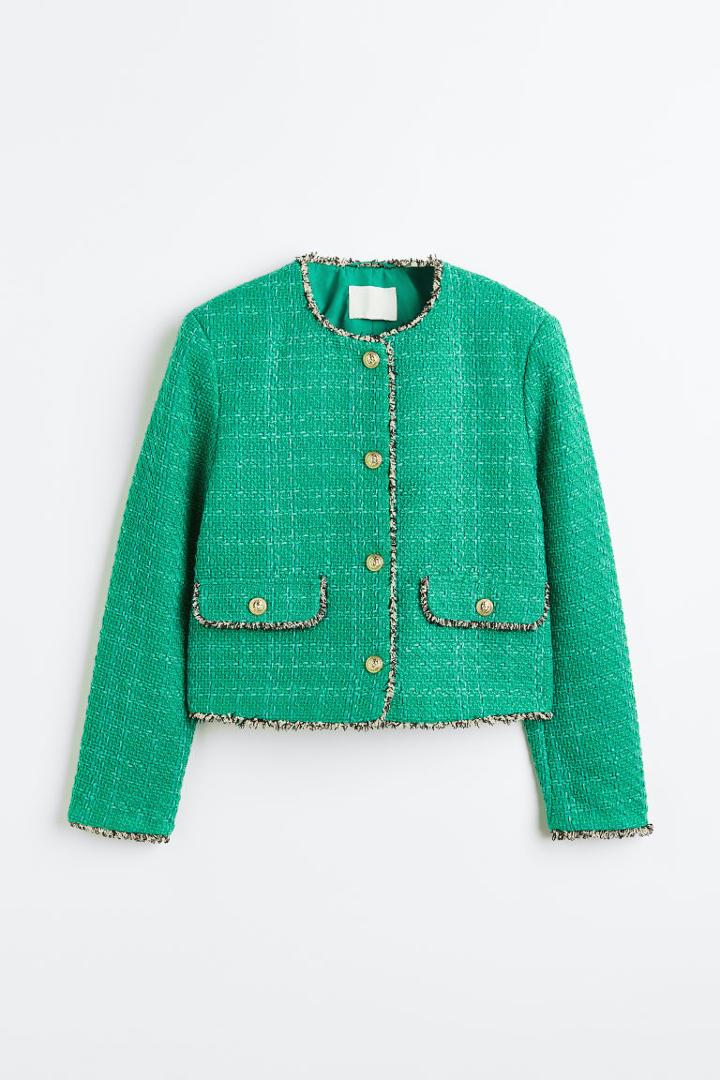 H & M - Textured-weave Jacket - Green