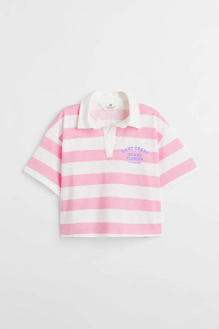 H & M - Rugby Crop Shirt - Pink