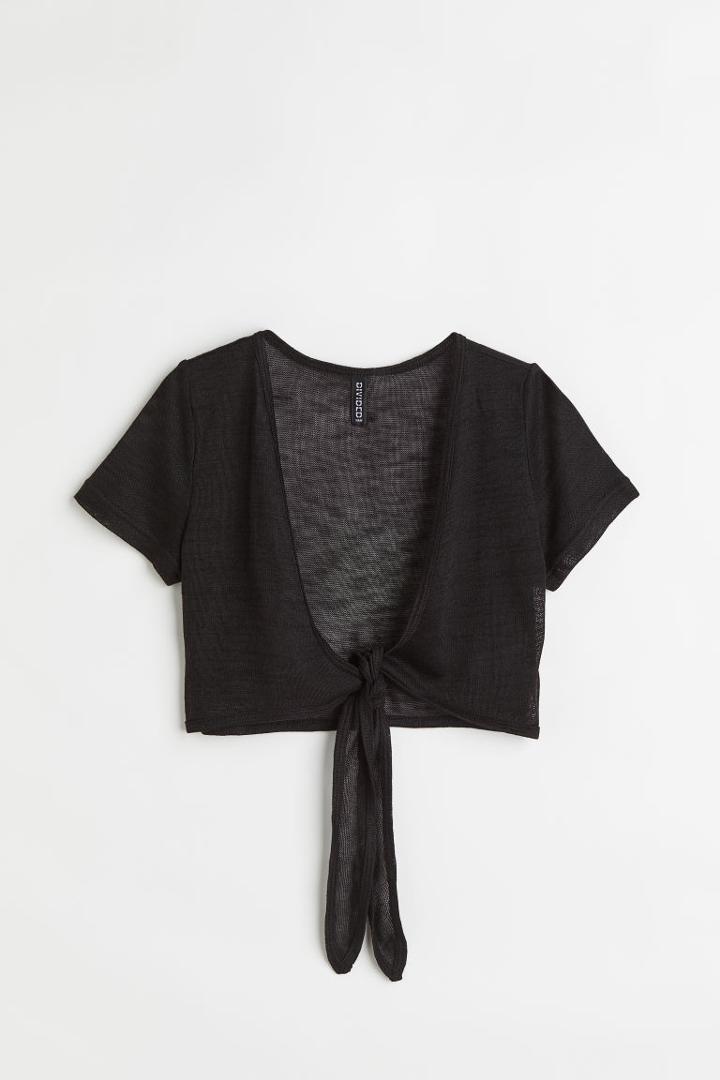 H & M - Tie Detail Cardigan - Black