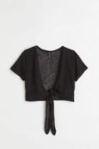 H & M - Tie Detail Cardigan - Black