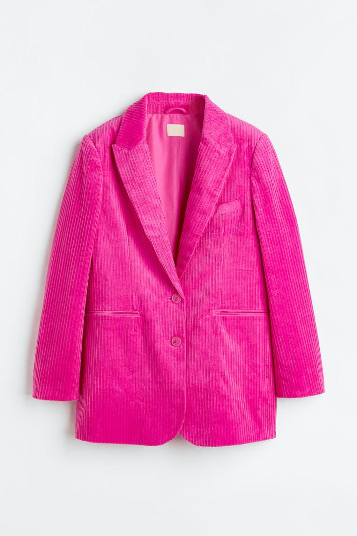 H & M - Single-breasted Corduroy Blazer - Pink