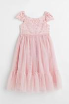 H & M - Lace And Tulle Dress - Pink