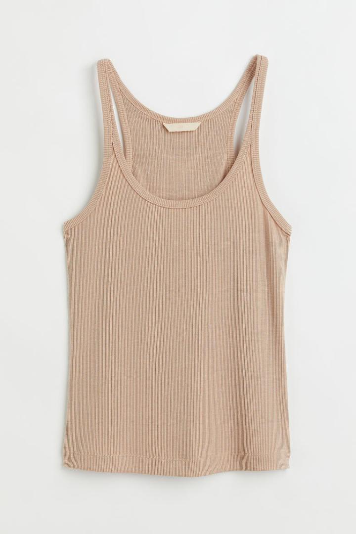 H & M - Ribbed Tank Top - Beige