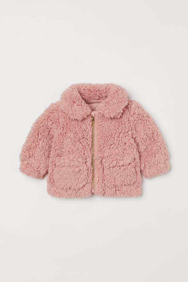 H & M - Faux Shearling Jacket - Pink