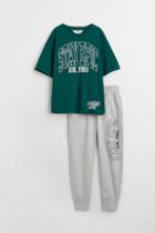 H & M - 2-piece T-shirt And Joggers Set - Green
