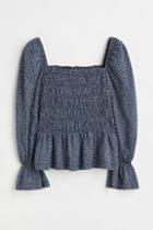 H & M - Smocked Top - Blue