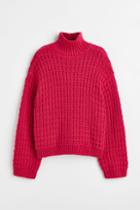 H & M - Oversized Mock-turtleneck Sweater - Pink