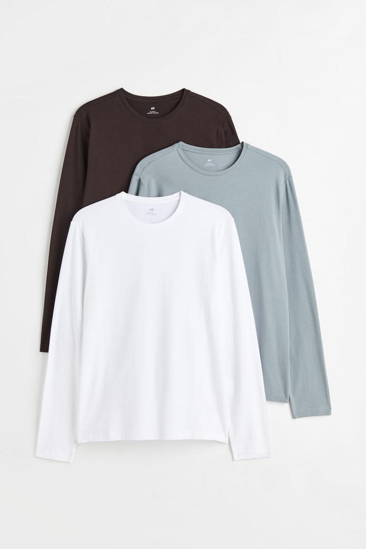 H & M - 3-pack Slim Fit Jersey Shirts - White