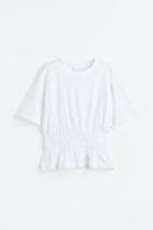 H & M - Smocked-waist Top - White