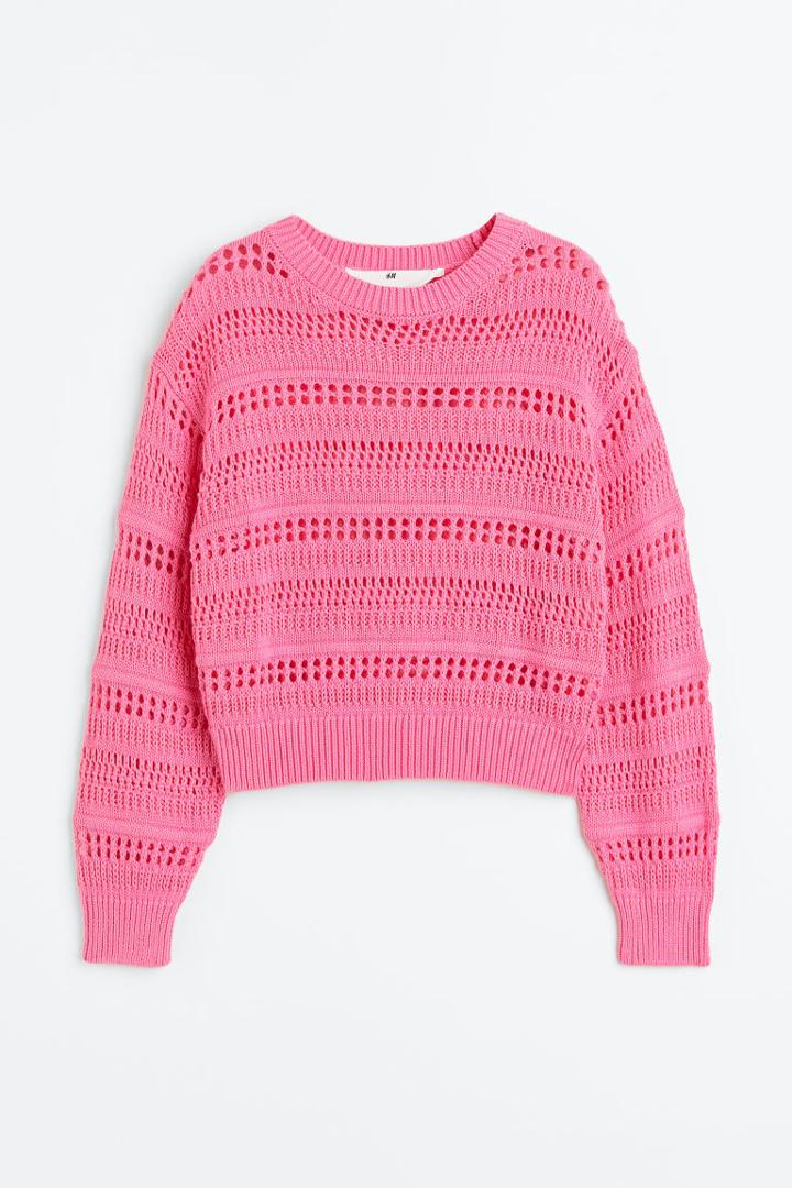 H & M - Crochet-look Sweater - Pink