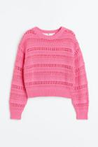 H & M - Crochet-look Sweater - Pink
