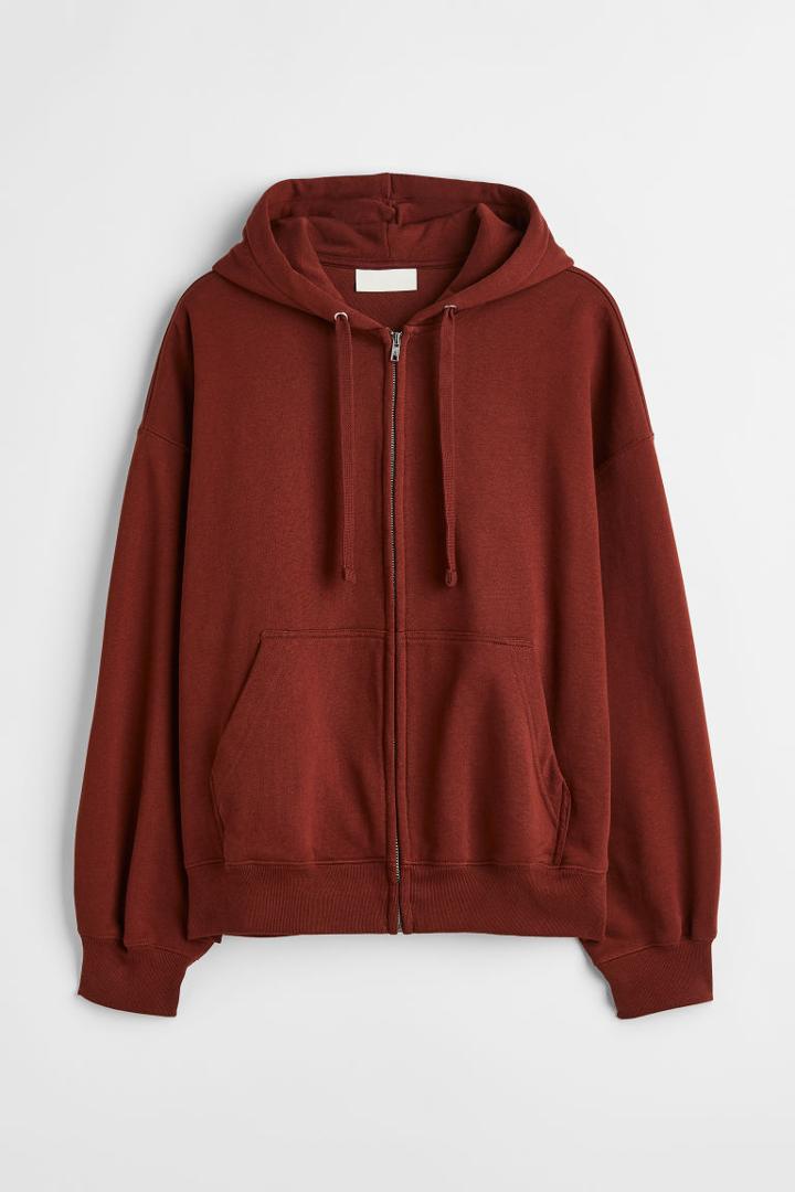 H & M - Oversized Fit Hooded Cotton Jacket - Orange