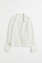 H & M - Crinkled Blouse With Tie Detail - White