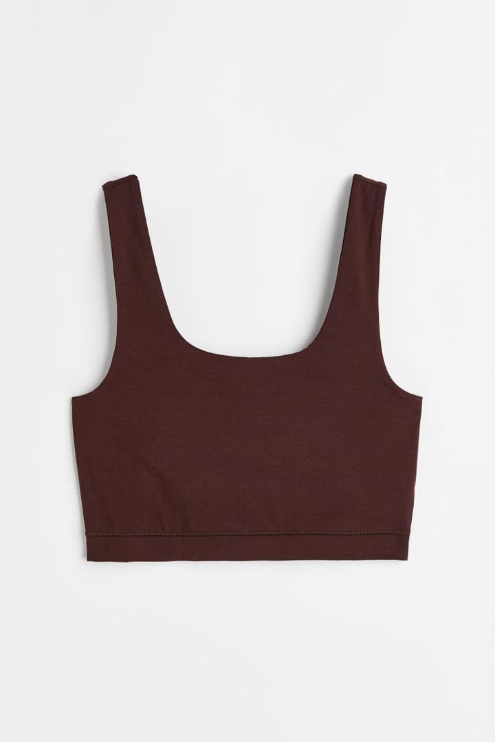 H & M - Jersey Crop Top - Brown