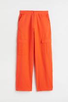 H & M - Twill Utility Pants - Orange
