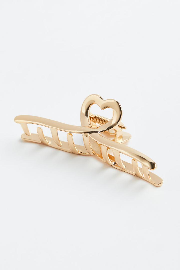 H & M - Heart-detail Metal Hair Claw - Gold