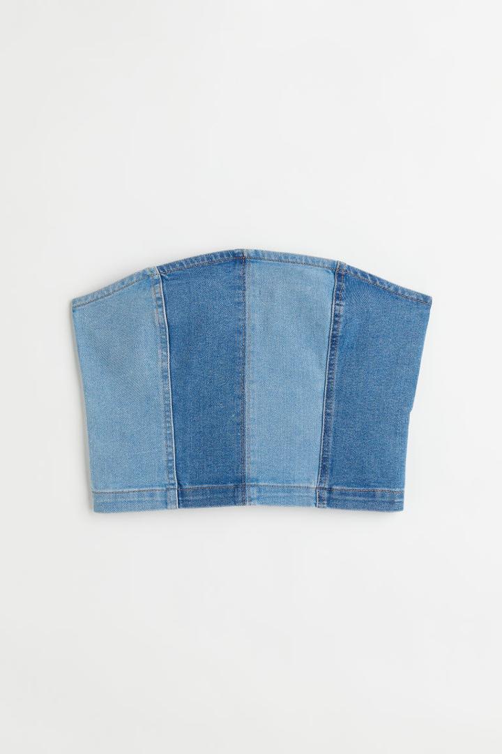 H & M - Twill Bandeau Top - Blue