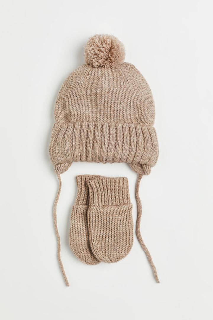 H & M - Knitted 2-piece Set - Brown