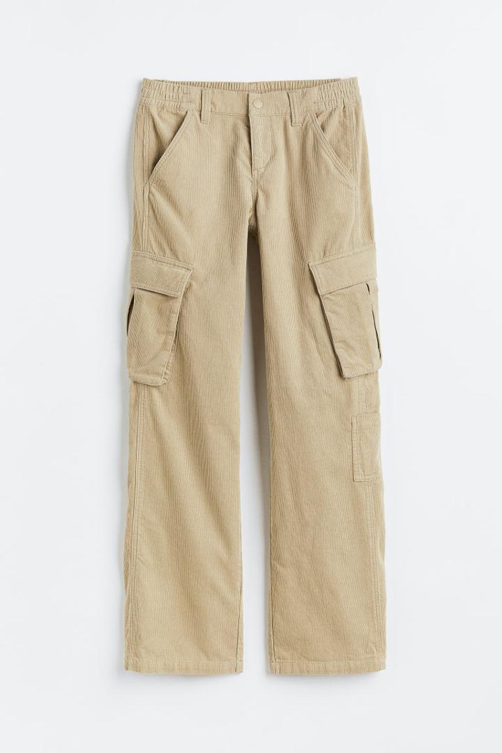 H & M - Corduroy Cargo Pants - Beige