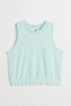 H & M - Terry Crop Tank Top - Turquoise