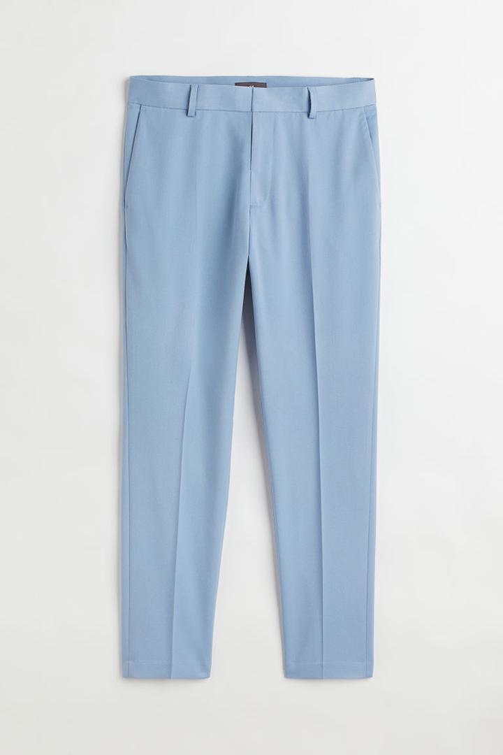 H & M - Slim Fit Crop Slacks - Blue