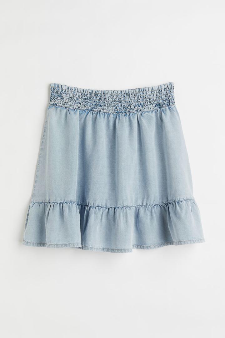 H & M - Smocked-waist Skirt - Blue