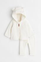 H & M - 2-piece Fleece Set - White