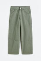 H & M - Baggy Fit Twill Pants - Green
