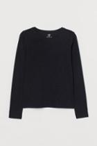 H & M - Glittery Cotton Top - Black