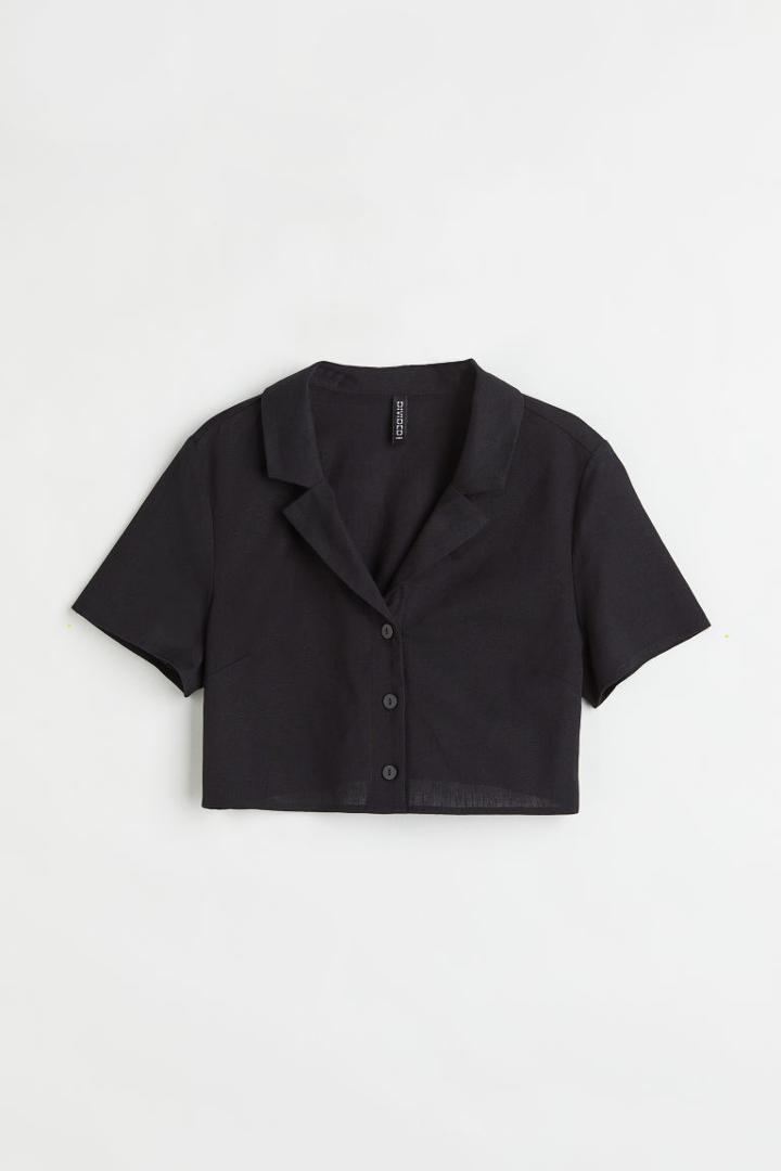 H & M - Crop Shirt - Black