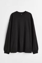 H & M - Long-sleeved Jersey Shirt - Black