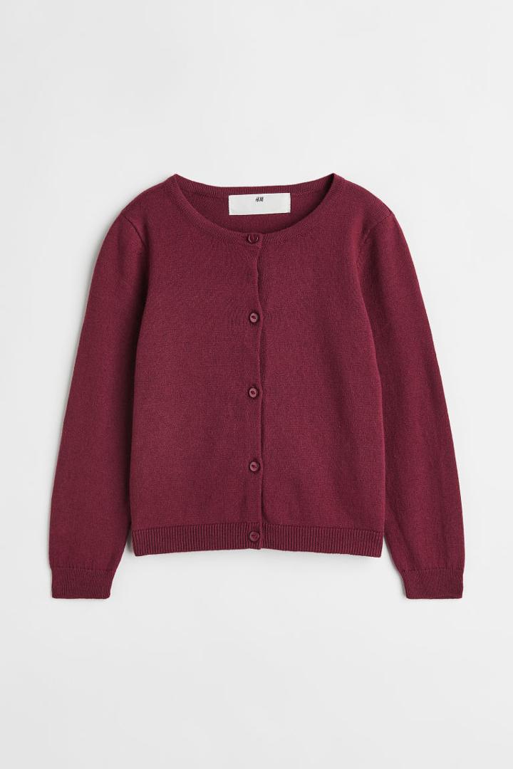 H & M - Fine-knit Cotton Cardigan - Red