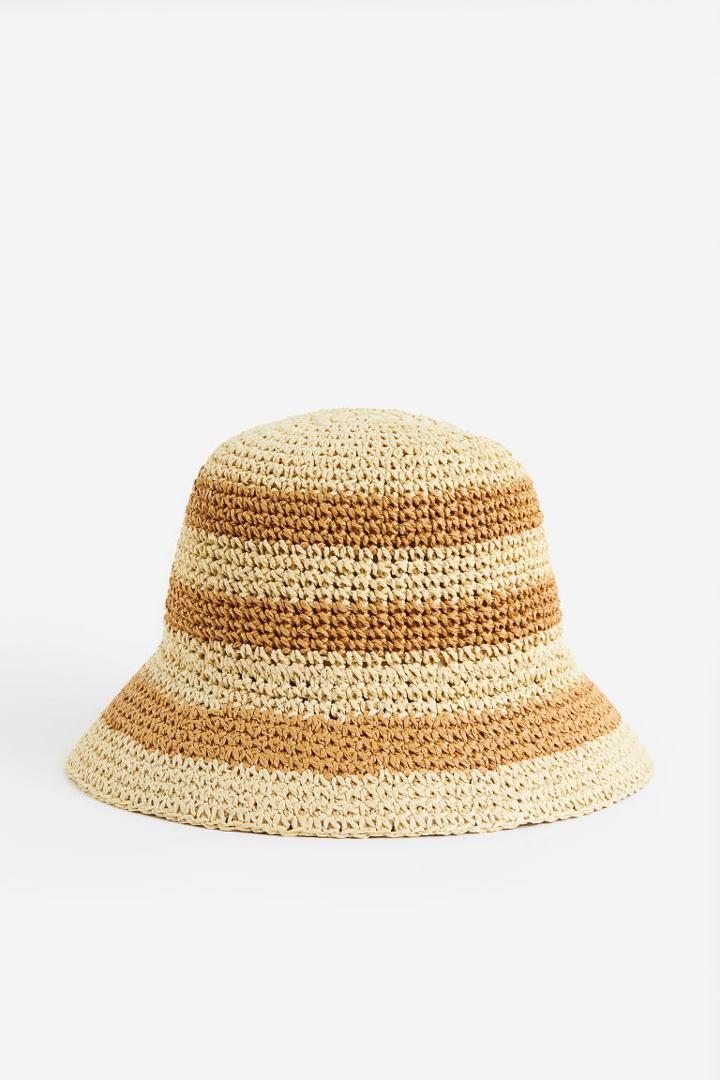 H & M - Crochet-look Bucket Hat - Beige