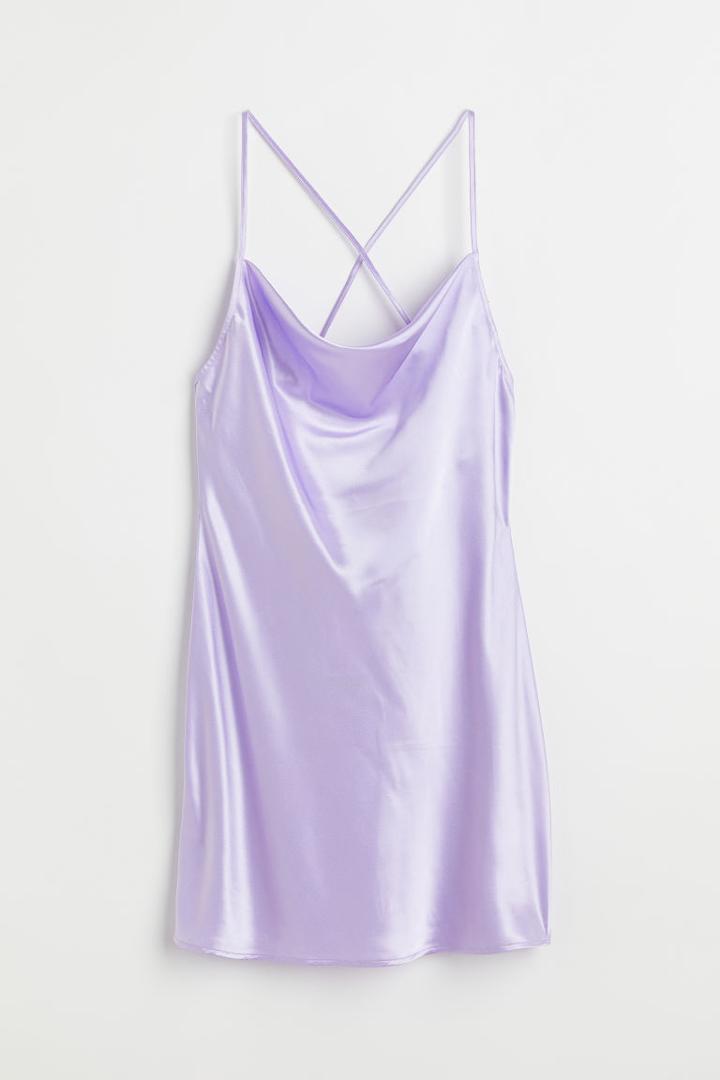 H & M - Short Satin Dress - Purple