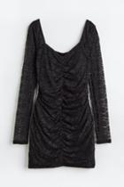 H & M - Gathered Lace Dress - Black