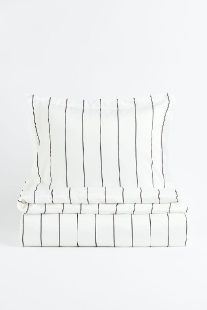 H & M - Viscose Twin Duvet Cover Set - White