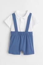 H & M - 2-piece Polo Shirt And Pants Set - Blue