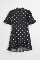 H & M - Puff-sleeved Satin Dress - Black