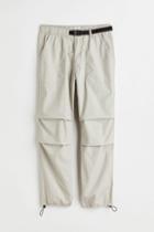 H & M - Relaxed Fit Belted Pants - Brown