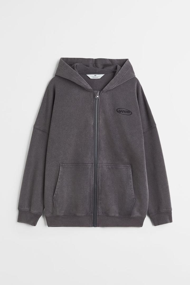 H & M - Hooded Sweatshirt Jacket - Gray