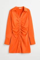 H & M - Draped Crped Dress - Orange