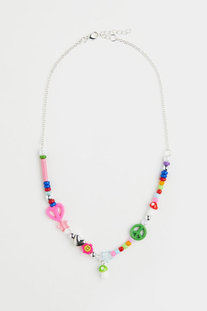 H & M - Beaded Necklace - Pink