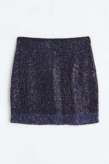 H & M - Sequined Skirt - Blue